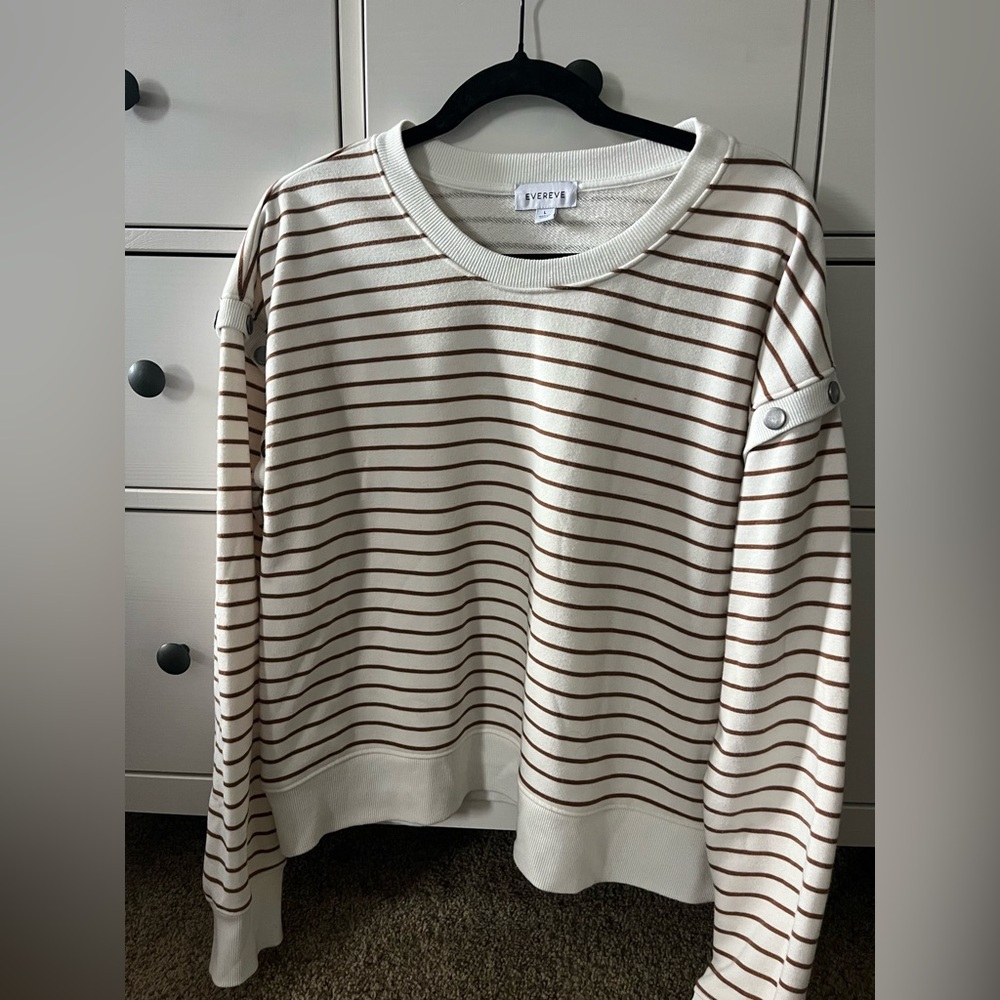 Worn once Evereve stud detail stripe sweatshirt